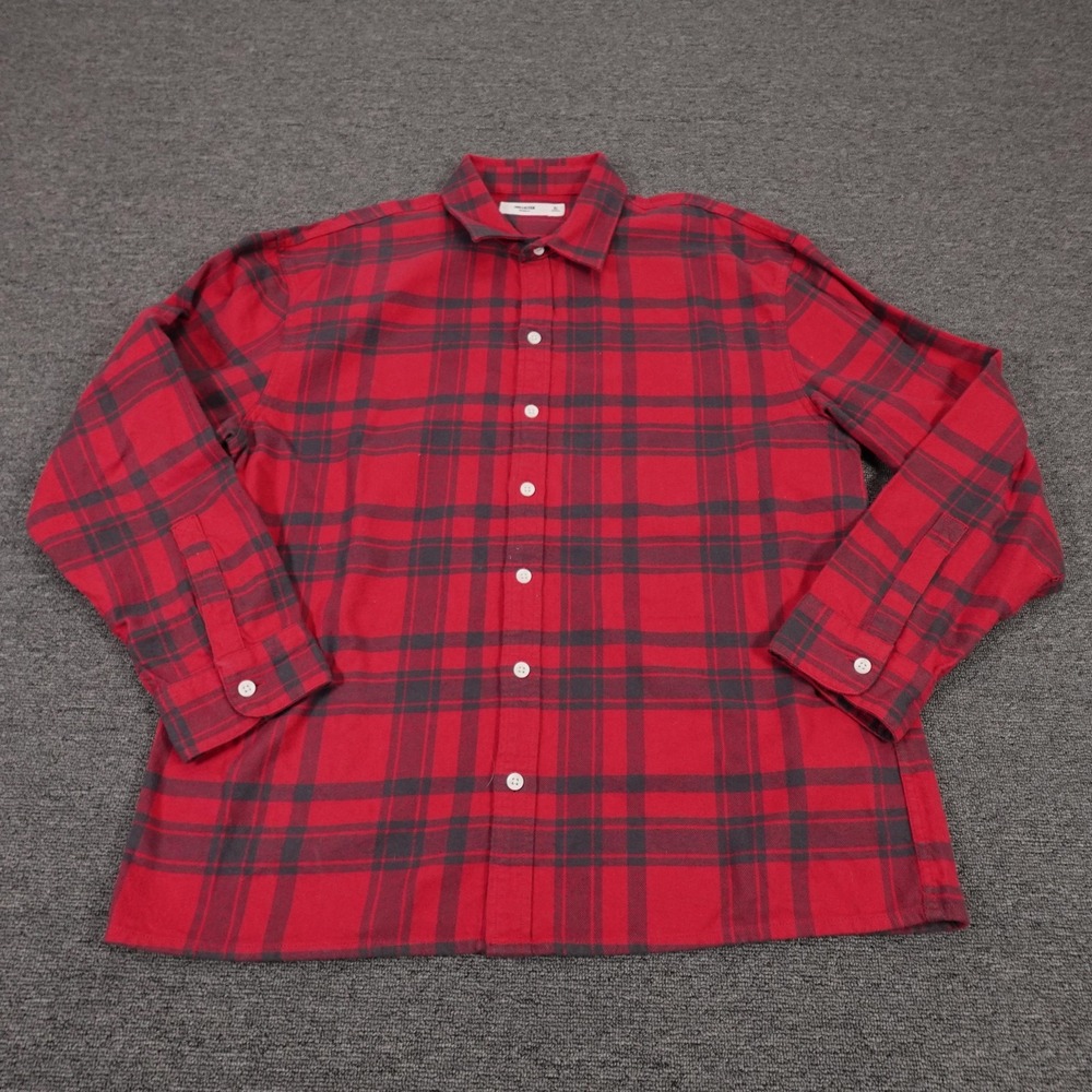 Hollister Shirt Mens XL Red Plaid Long Sleeve Flannel Button Up Relaxed Fit